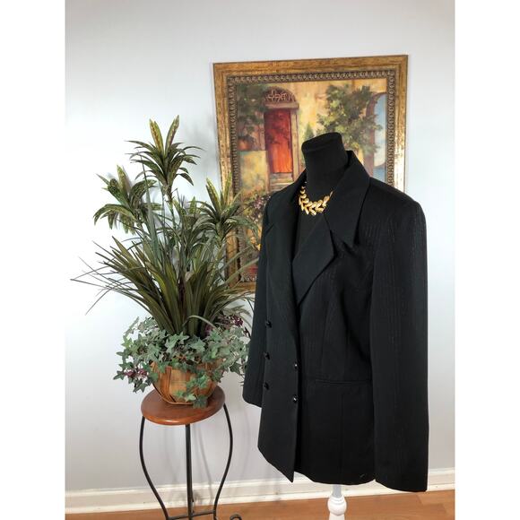Mark Edwards Women Jacket Size 6 Lapel Notch Double Breasted Metallic Striped - Picture 5 of 9